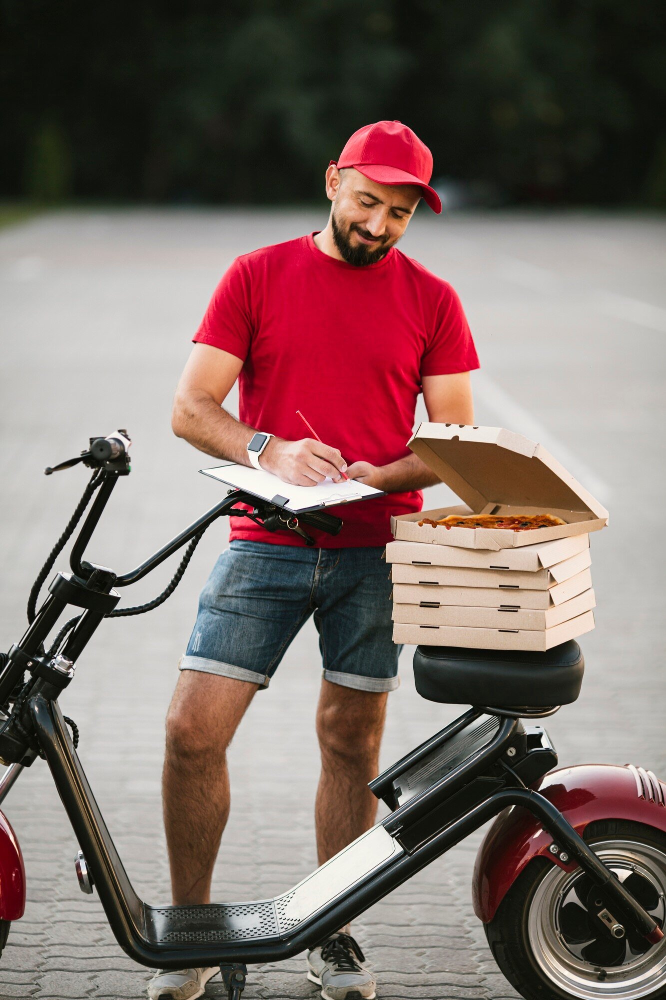 Courier preparing parcels for delivery